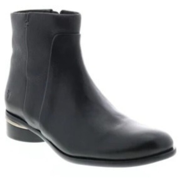 Frye Charlie Seam Short Black Leather Ankle Boots 10M Side Zippers Womens - Picture 2 of 9